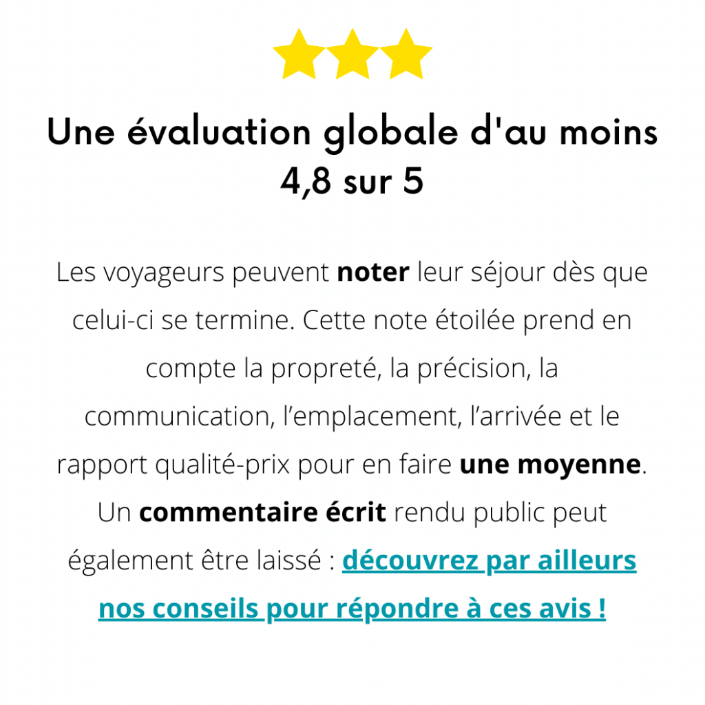 Une évaluation globale d'au moins 4,8/5