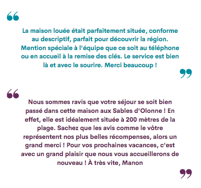 Exemple d'avis positif et de réponse